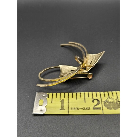 Art Deco Goldtone RIbbon Bow Brooch Pin - Picture 8 of 8